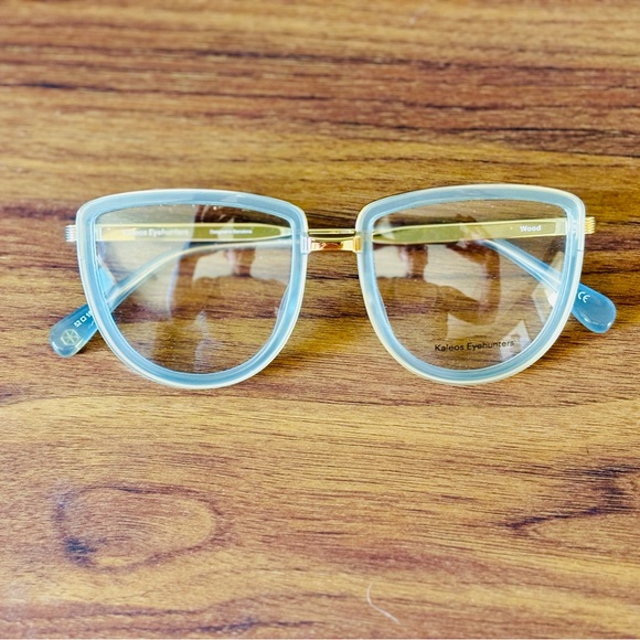 KALEOS Eyewear NWOT “Wood” glasses frame in light blue and gold. From Spain. - Picture 2 of 10
